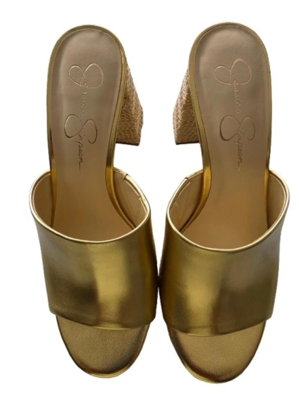 Jessica Simpson Gold Slide Sandals